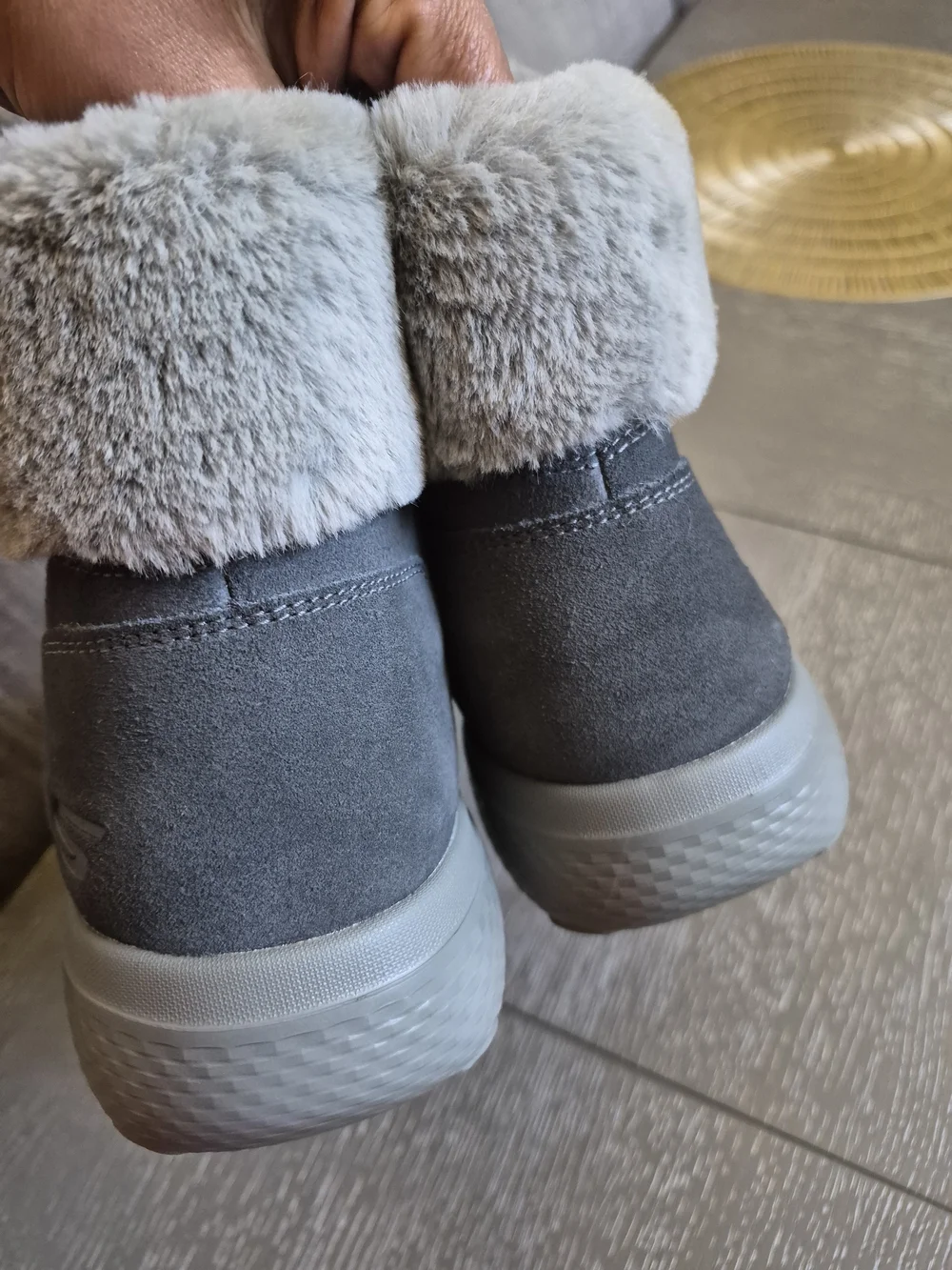 Skechers Winter Chill Gray Suede Faux-Fur Lined Lace-Up Winter Boots